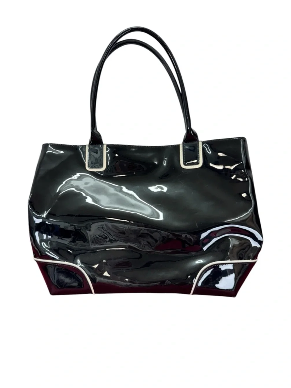 Stee lauder Classic Black Patent Tote with Gold Accent - Picture 9 of 10